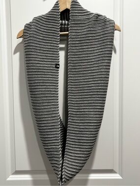 The North Face gray & black striped acrylic infinity scarf